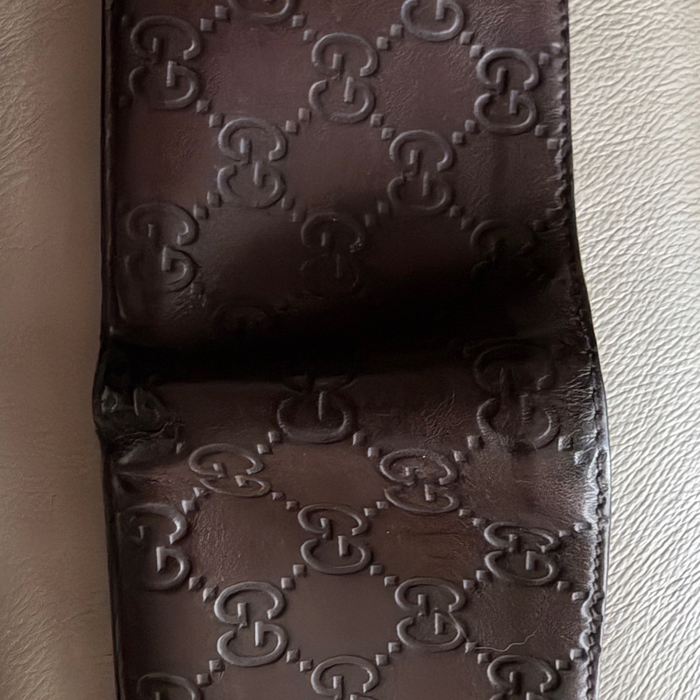 Gucci Chocolate Brown Embossed GG Leather Wallet Insert - Picture 3 of 10